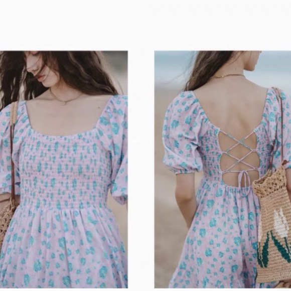 Floral low back smock midi dress - Picture 4 of 11